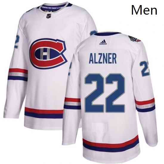 Mens Adidas Montreal Canadiens 22 Karl Alzner Authentic White 2017 100 Classic NHL Jersey